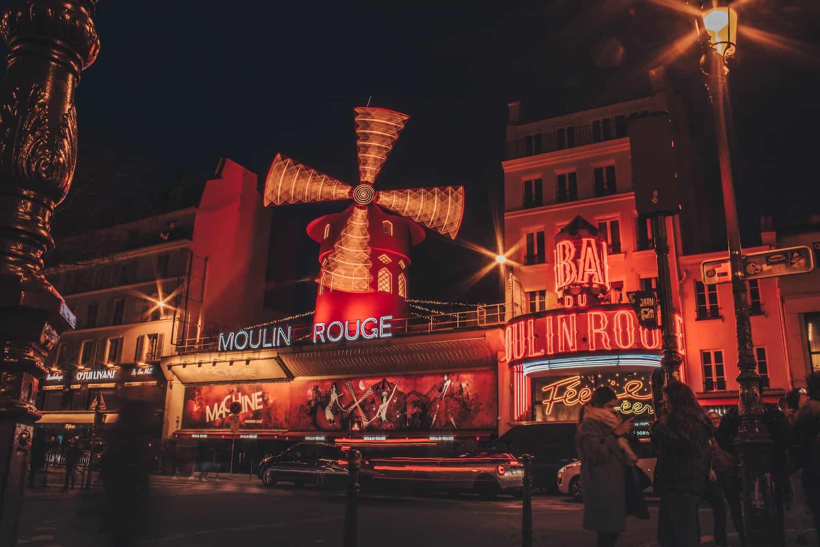 Moulin Rouge building during nighttime